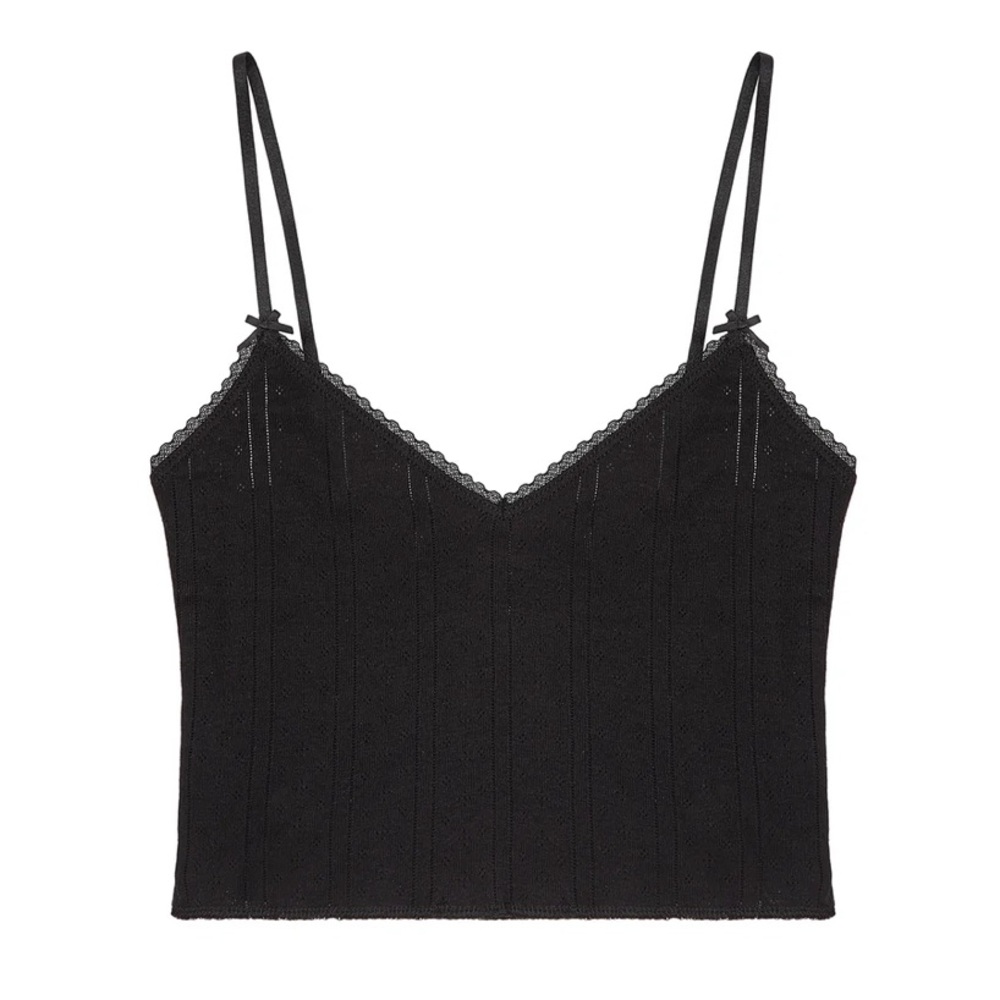 Cou Cou Black Pointelle Cami
